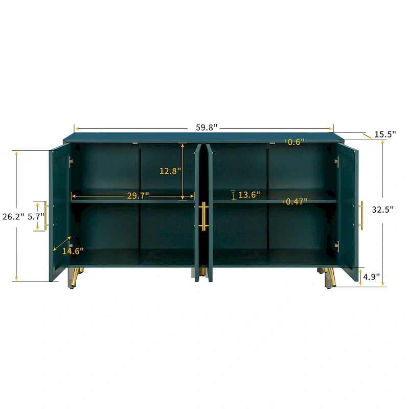 60 TV Stand with Antique Handles, Storage & Adjustable Shelves