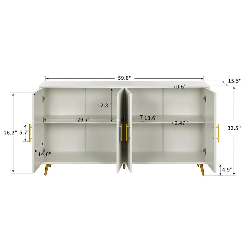 60 TV Stand with Antique Handles, Storage & Adjustable Shelves