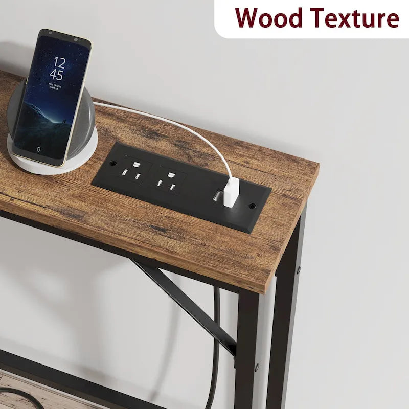 5.9" Narrow Sofa Table with Outlets