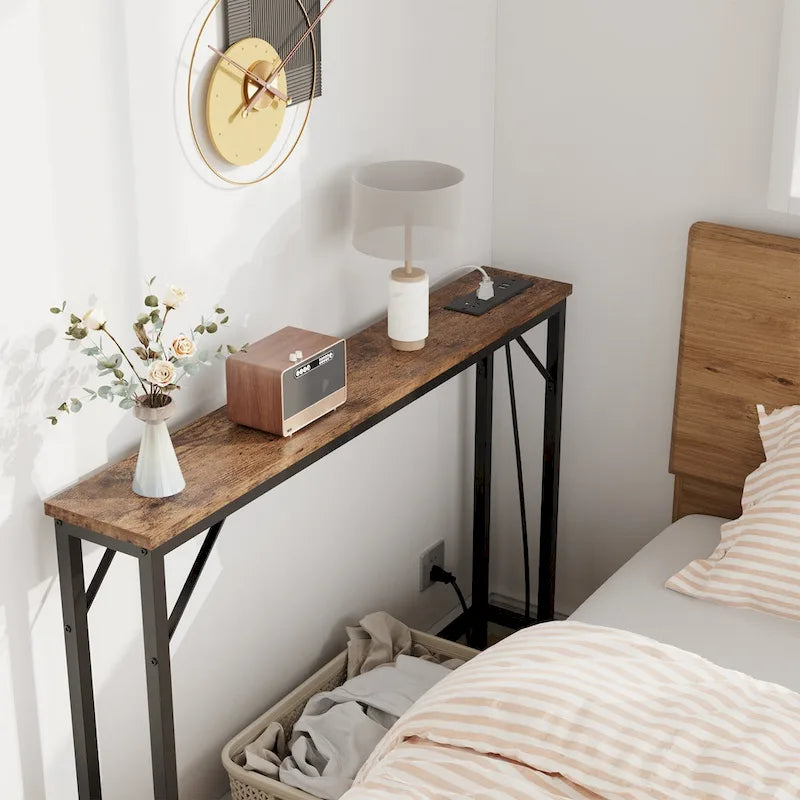 5.9" Narrow Sofa Table with Outlets