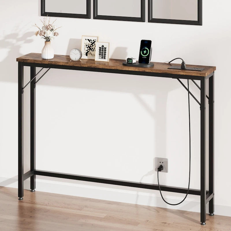 5.9" Narrow Sofa Table with Outlets