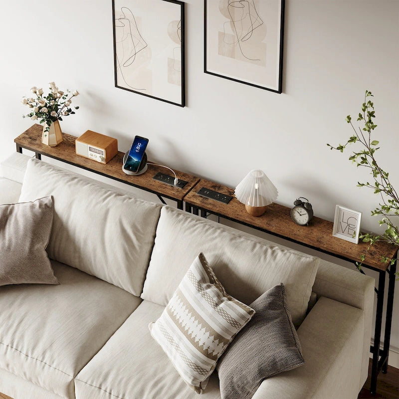 5.9" Narrow Sofa Table with Outlets