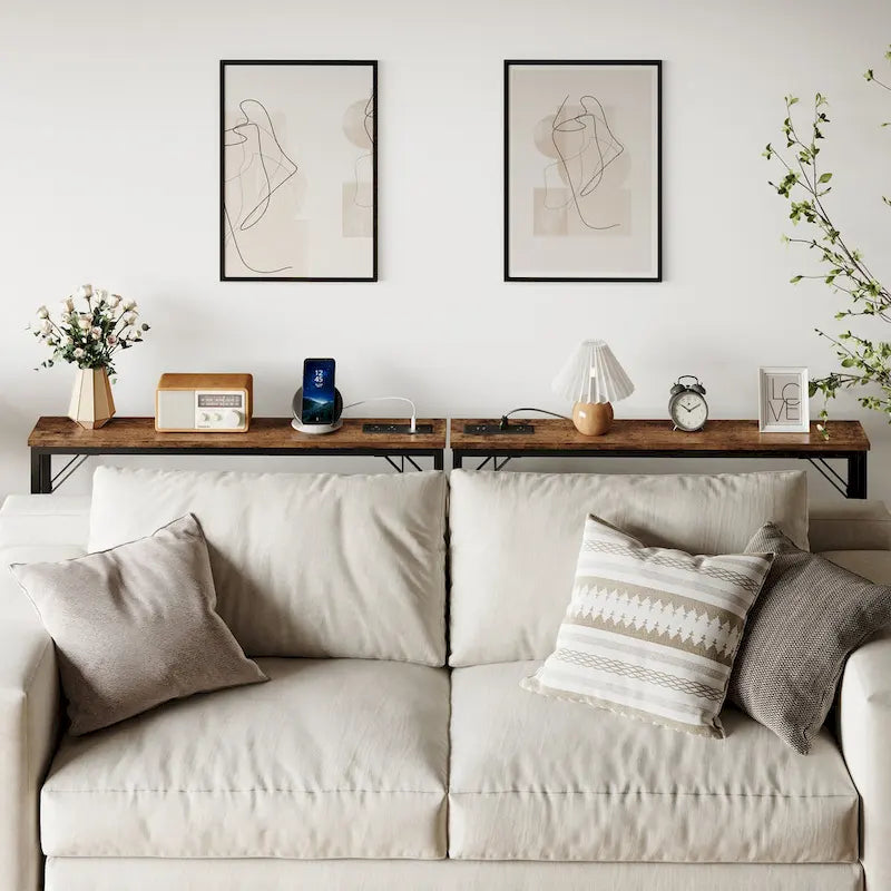5.9" Narrow Sofa Table with Outlets