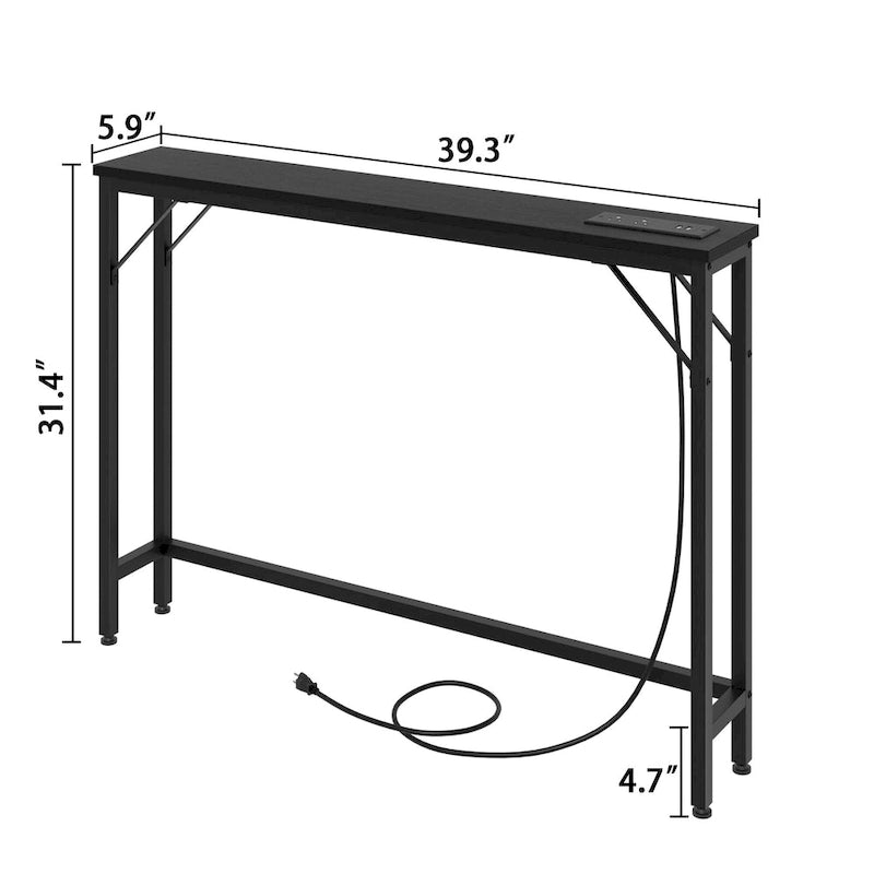 5.9" Narrow Sofa Table with Outlets