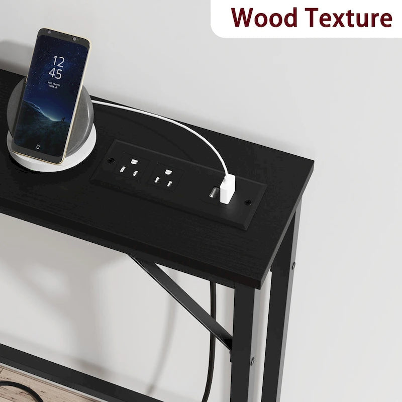 5.9" Narrow Sofa Table with Outlets