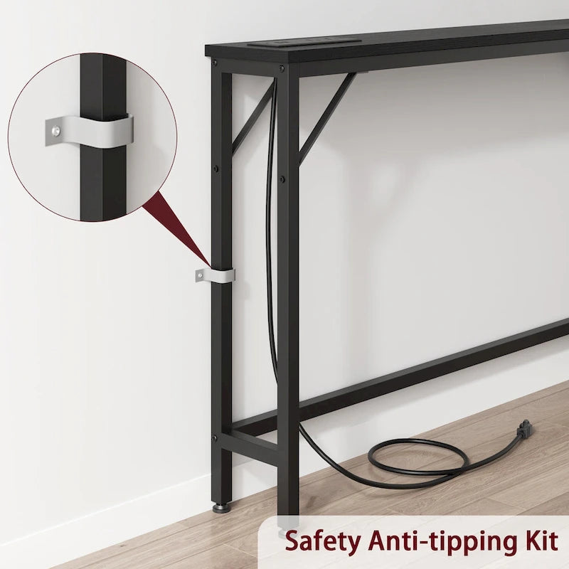 5.9" Narrow Sofa Table with Outlets