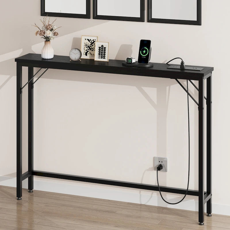 5.9" Narrow Sofa Table with Outlets