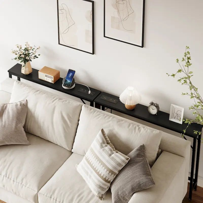 5.9" Narrow Sofa Table with Outlets