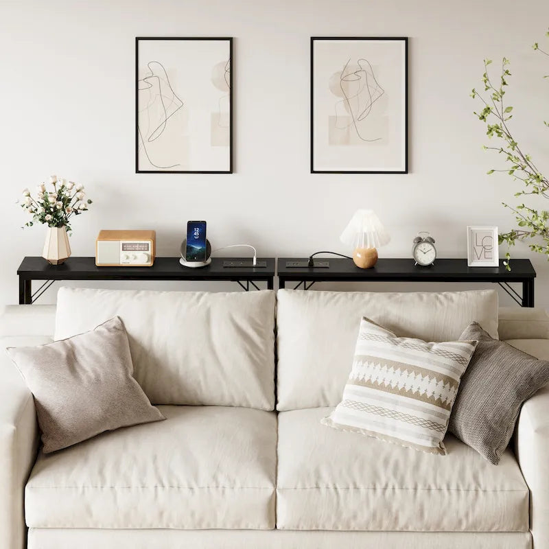 5.9" Narrow Sofa Table with Outlets