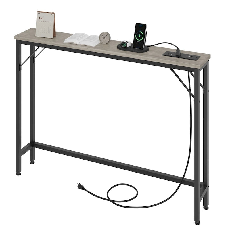 5.9" Narrow Sofa Table with Outlets