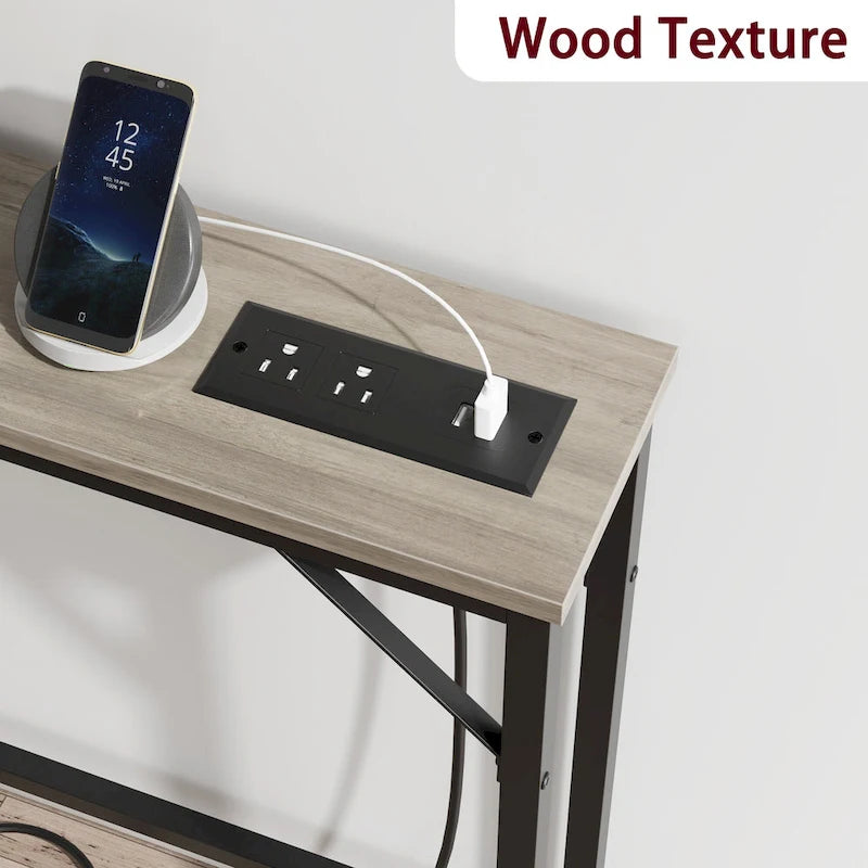 5.9" Narrow Sofa Table with Outlets