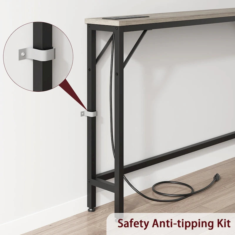 5.9" Narrow Sofa Table with Outlets
