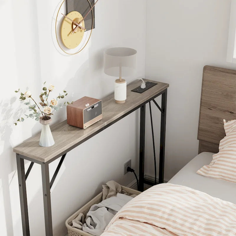 5.9" Narrow Sofa Table with Outlets