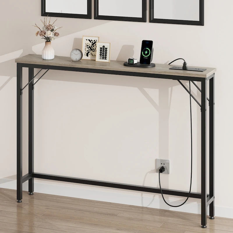 5.9" Narrow Sofa Table with Outlets