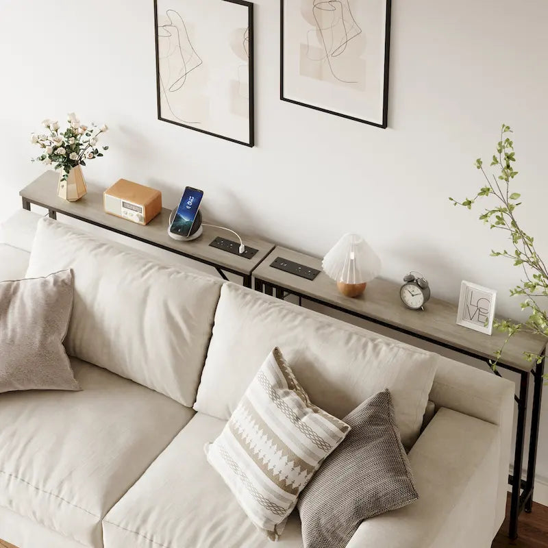 5.9" Narrow Sofa Table with Outlets