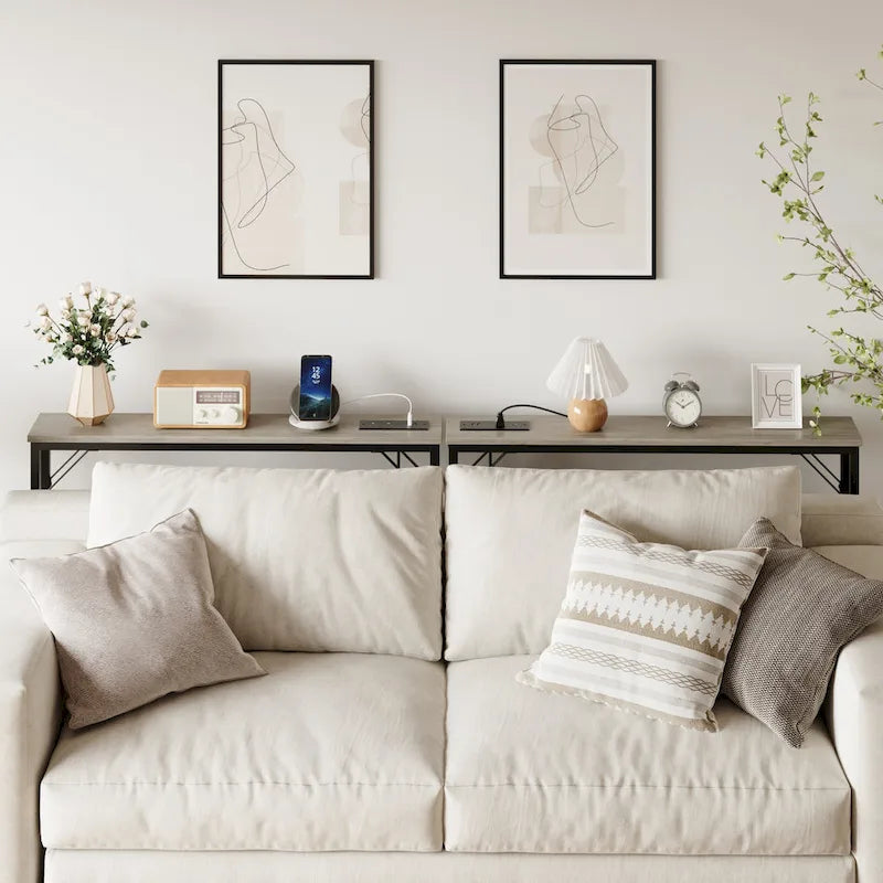 5.9" Narrow Sofa Table with Outlets