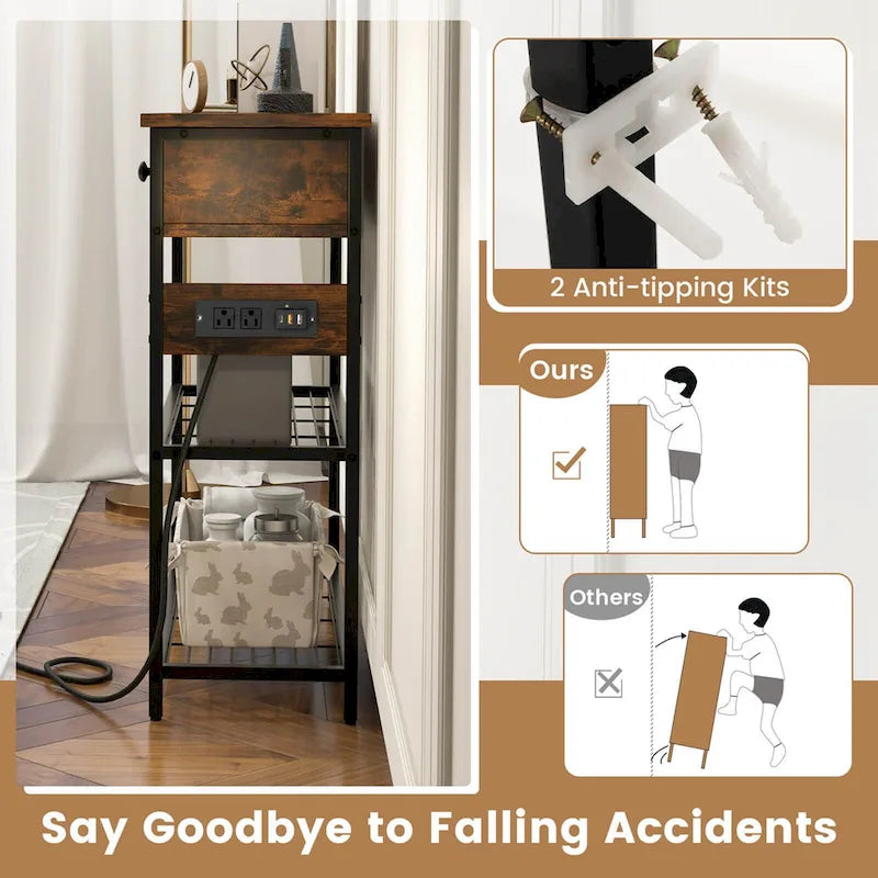 Entryway Table with Charging Station - Narrow Console Table