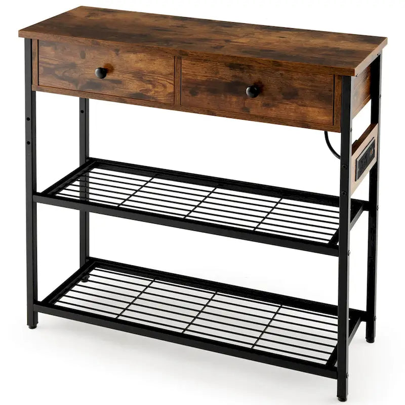 Entryway Table with Charging Station - Narrow Console Table