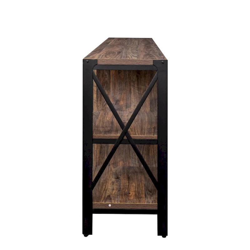 Industrial Farmhouse TV Stand with Storage Shelves and Cabinets