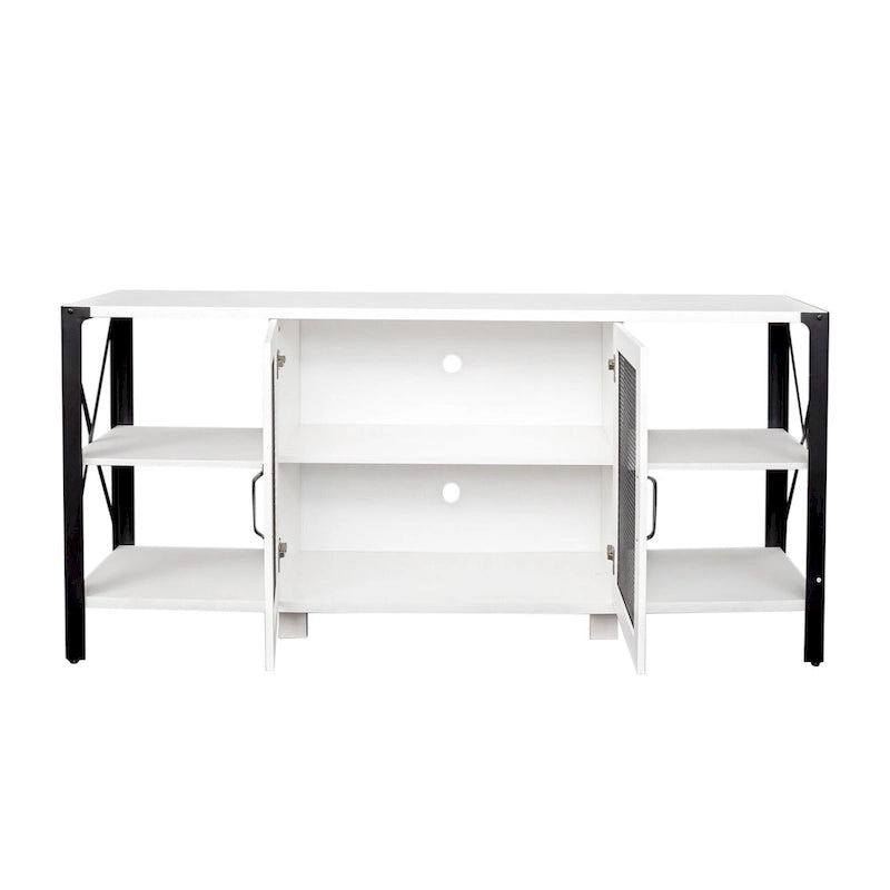 Industrial Farmhouse TV Stand with Storage Shelves and Cabinets