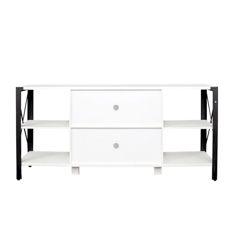Industrial Farmhouse TV Stand with Storage Shelves and Cabinets
