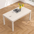 Grey Solid Wood Dining Table with Square Legs, Farmhouse Style