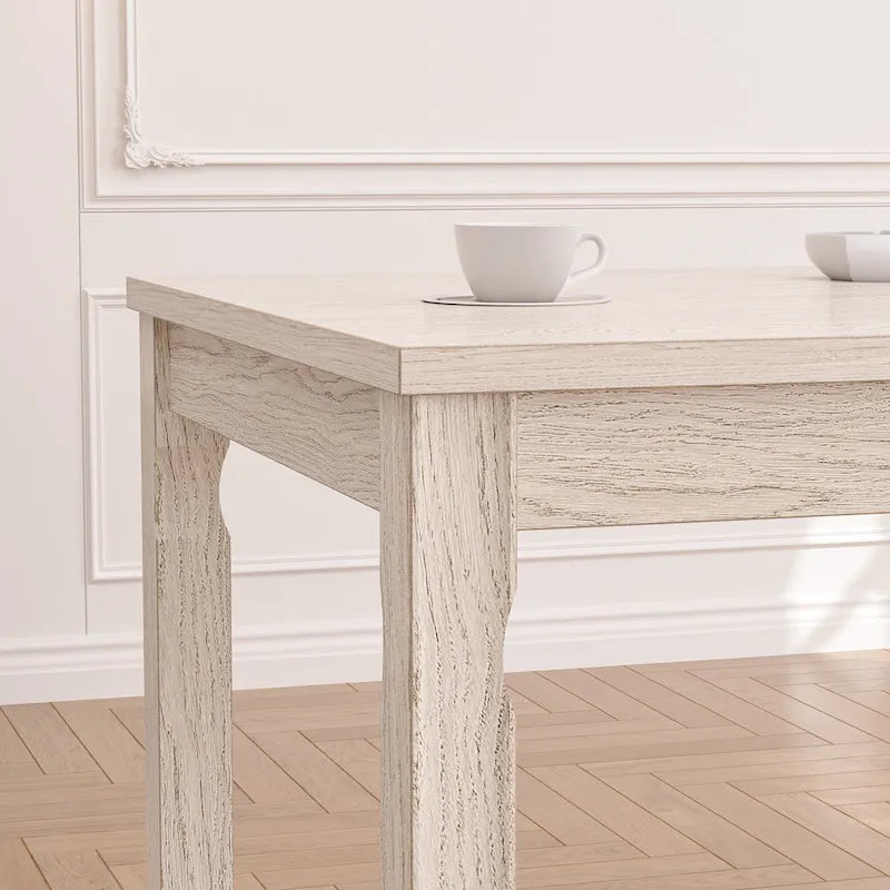 Grey Solid Wood Dining Table with Square Legs, Farmhouse Style