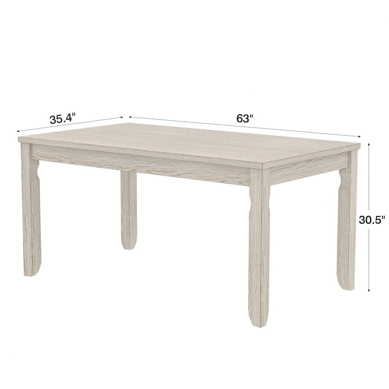 Grey Solid Wood Dining Table with Square Legs, Farmhouse Style