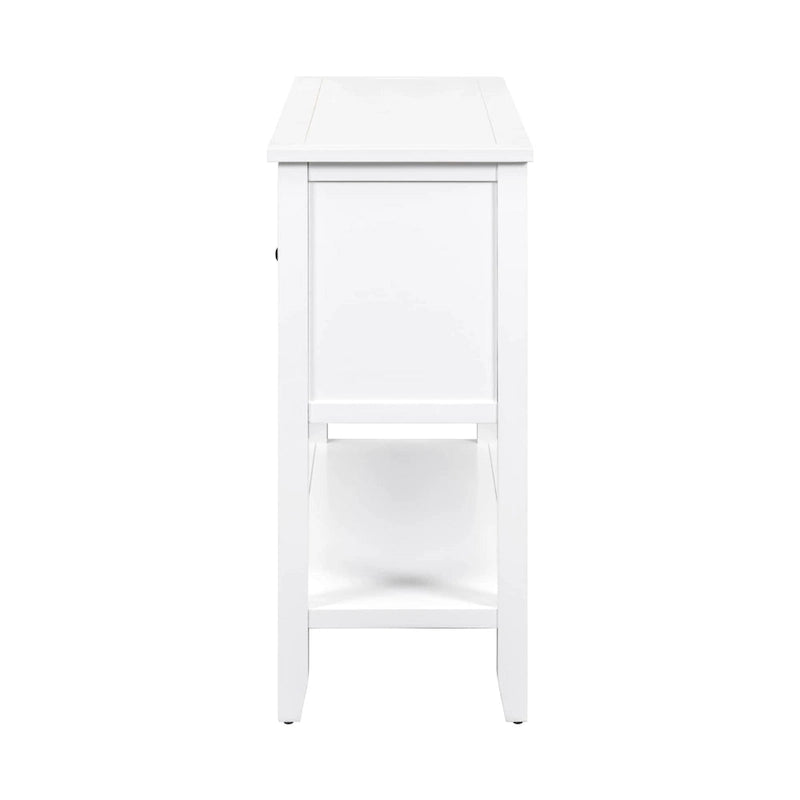 White 4-Drawer Buffet Sideboard Console Table with Bottom Shelf