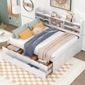Full Pine Captain Bed with Shelves, Drawers & Trundle
