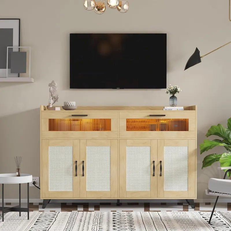 Sideboard Buffet Cabinet with LED Light & Power Outlets
