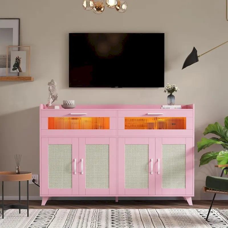 Sideboard Buffet Cabinet with LED Light & Power Outlets