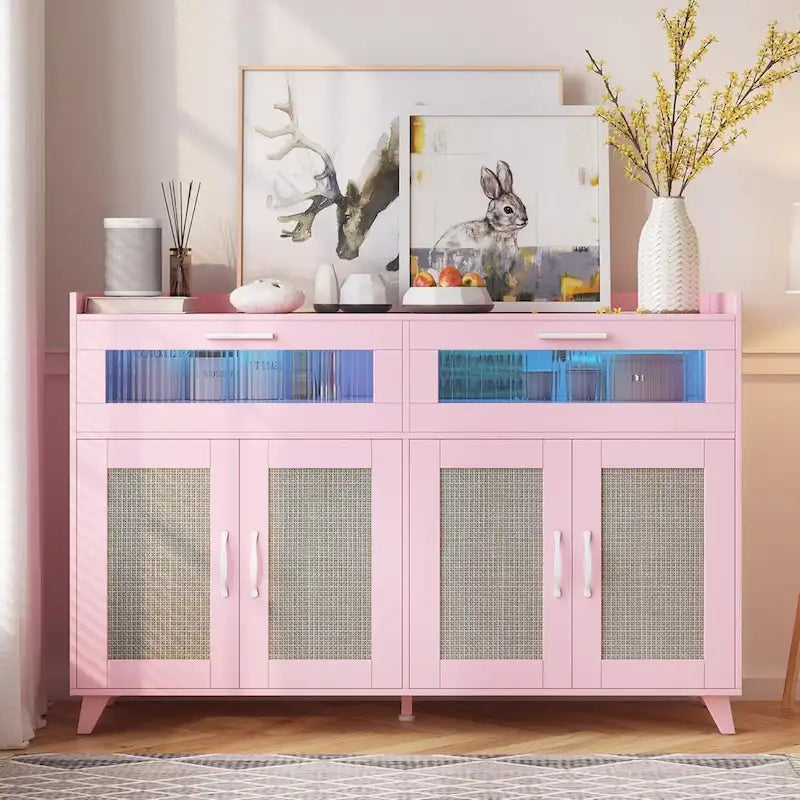 Sideboard Buffet Cabinet with LED Light & Power Outlets