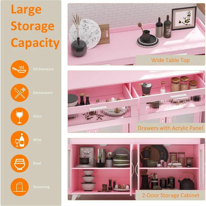 Sideboard Buffet Cabinet with LED Light & Power Outlets
