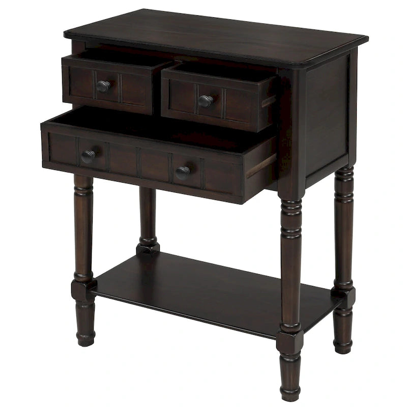 3-Drawer Console Table with Bottom Shelf