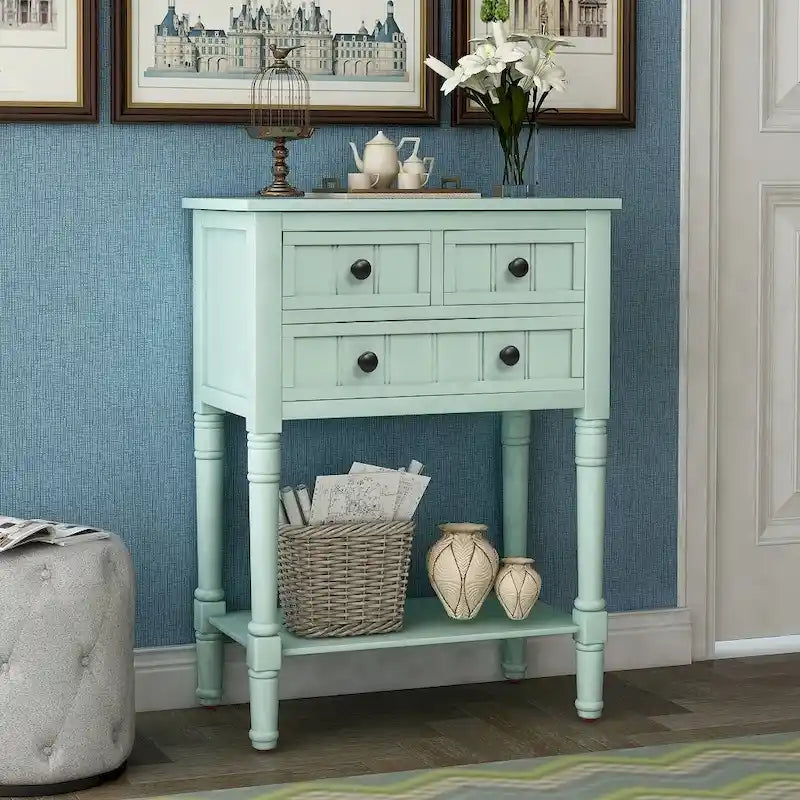 3-Drawer Console Table with Bottom Shelf