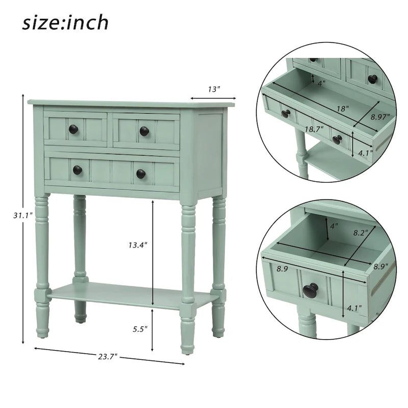 3-Drawer Console Table with Bottom Shelf