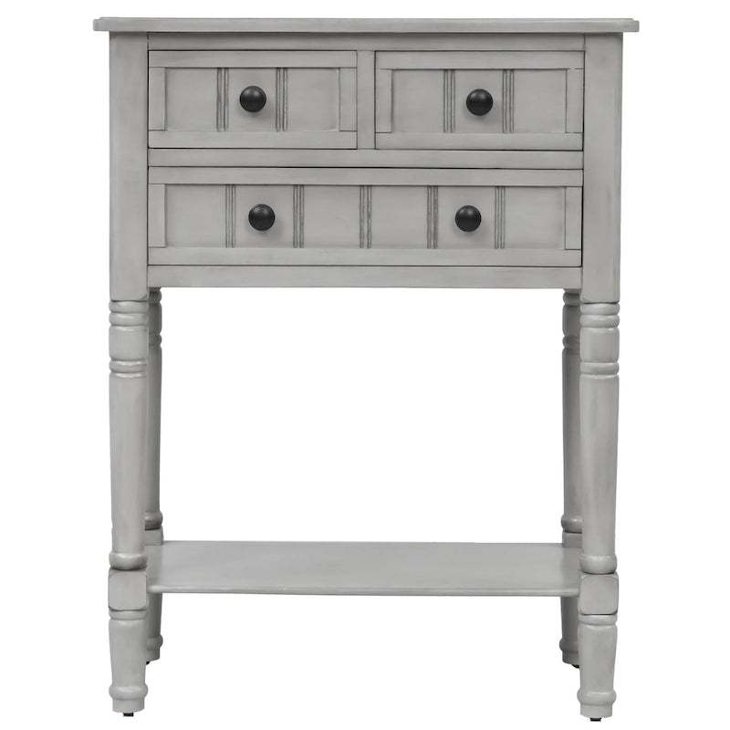 3-Drawer Console Table with Bottom Shelf