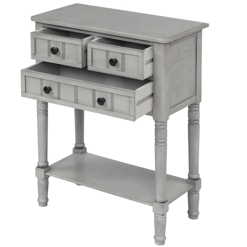 3-Drawer Console Table with Bottom Shelf