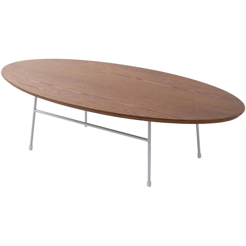 Modern Oval Accent Coffee Table with Powder-Coated Steel Frame for Living Room, Bedroom & Home Office