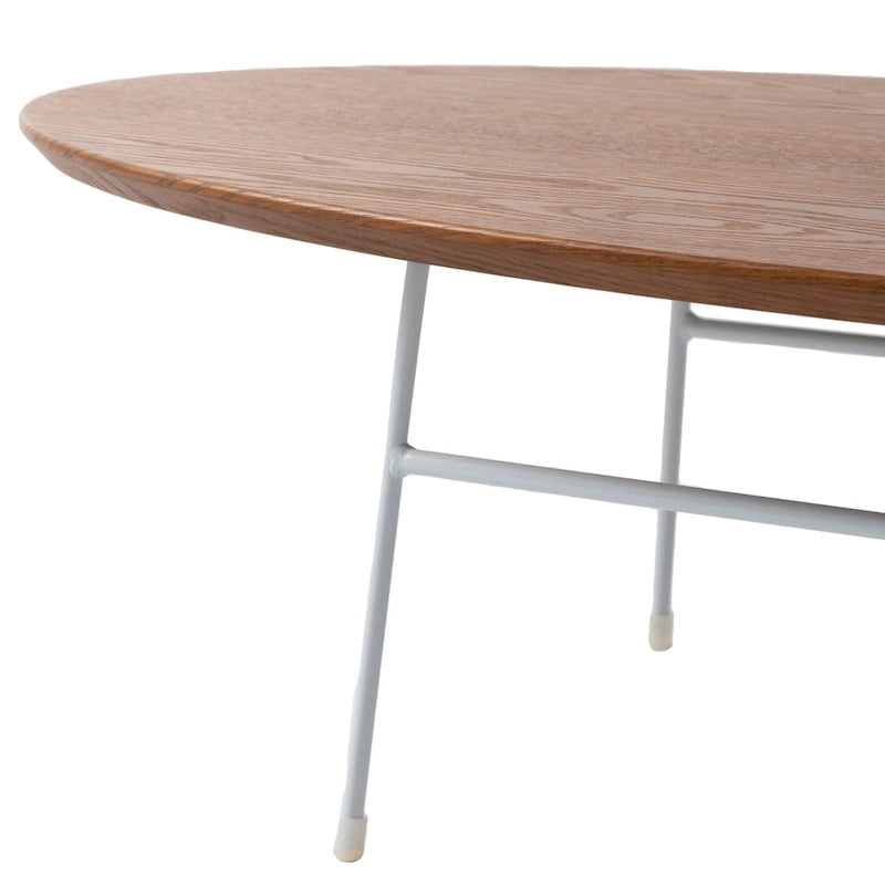 Modern Oval Accent Coffee Table with Powder-Coated Steel Frame for Living Room, Bedroom & Home Office