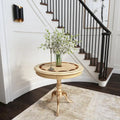 Traditional Round Wooden Pedestal Table in Cherry Finish - Dark Brown