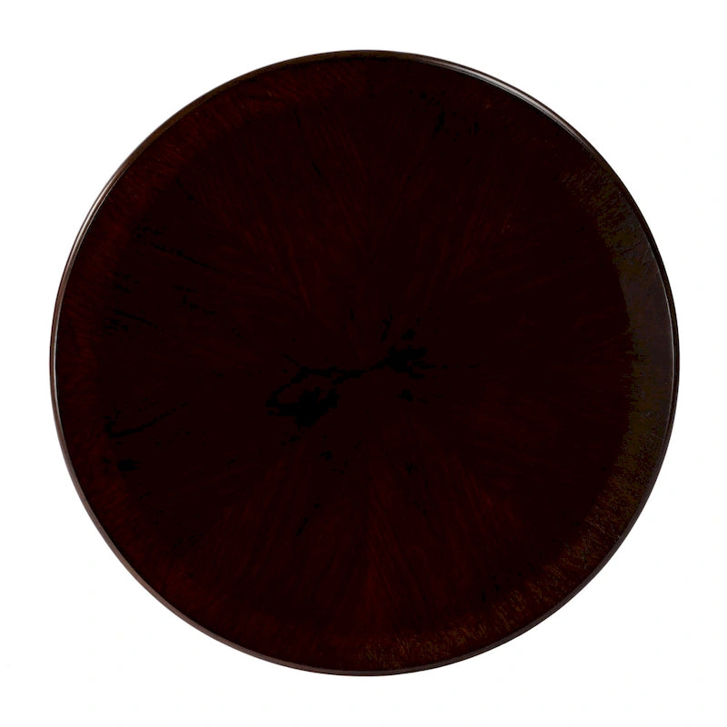Traditional Round Wooden Pedestal Table in Cherry Finish - Dark Brown