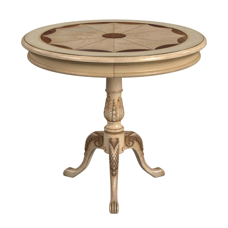 Traditional Round Wooden Pedestal Table in Cherry Finish - Dark Brown