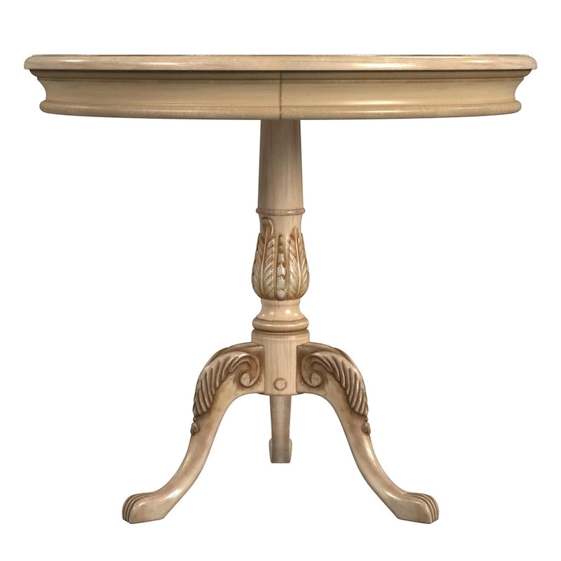 Traditional Round Wooden Pedestal Table in Cherry Finish - Dark Brown