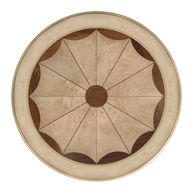 Traditional Round Wooden Pedestal Table in Cherry Finish - Dark Brown