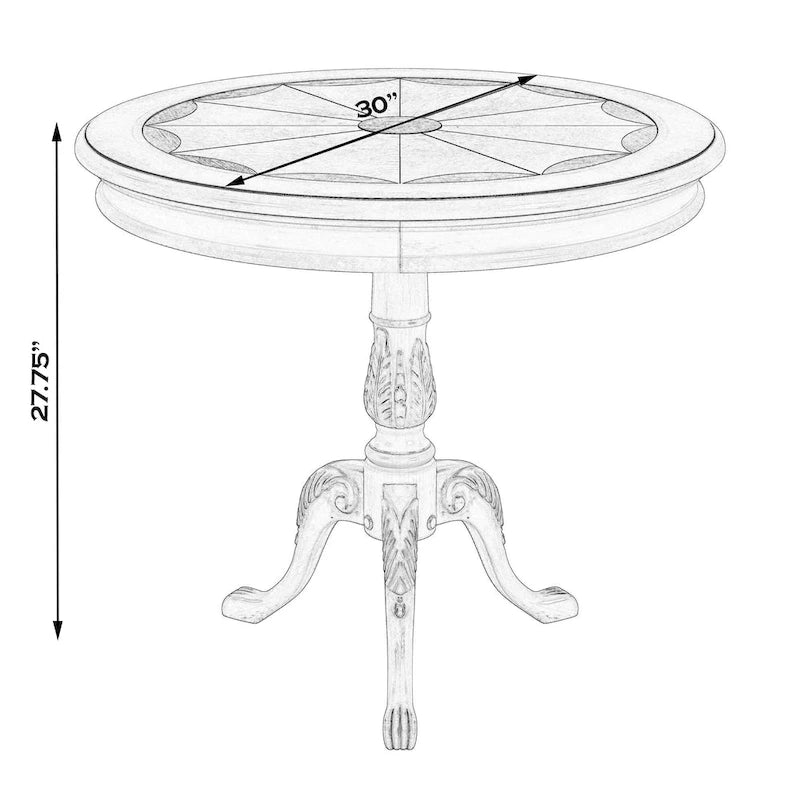 Traditional Round Wooden Pedestal Table in Cherry Finish - Dark Brown