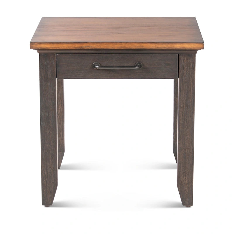 Two-Tone Finish 1-Drawer Wooden Side Table