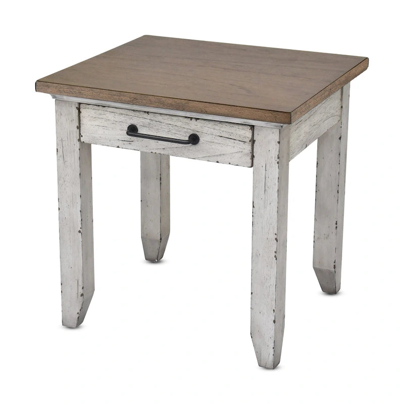 Two-Tone Finish 1-Drawer Wooden Side Table