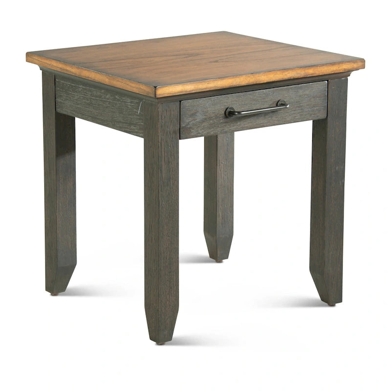 Two-Tone Finish 1-Drawer Wooden Side Table